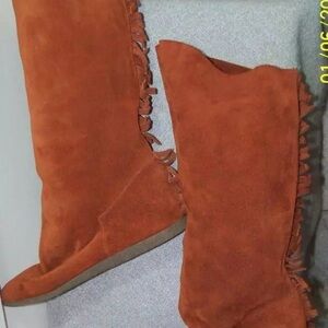 Unisa Rust Red Burnt Orange Moccasins Soft Suede Boots
